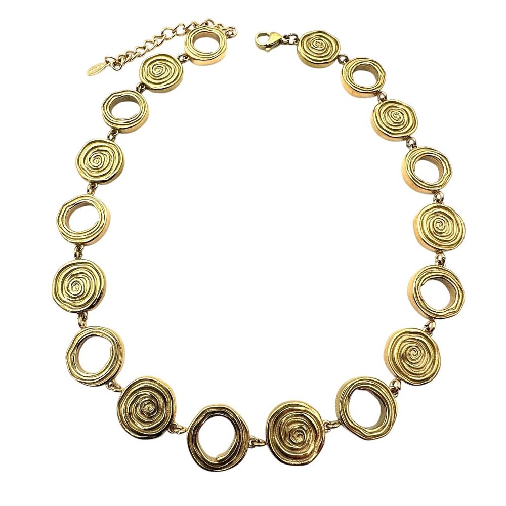 Old Money Style Gold Tone Statement Layering Necklace 16 to 18 Inch New